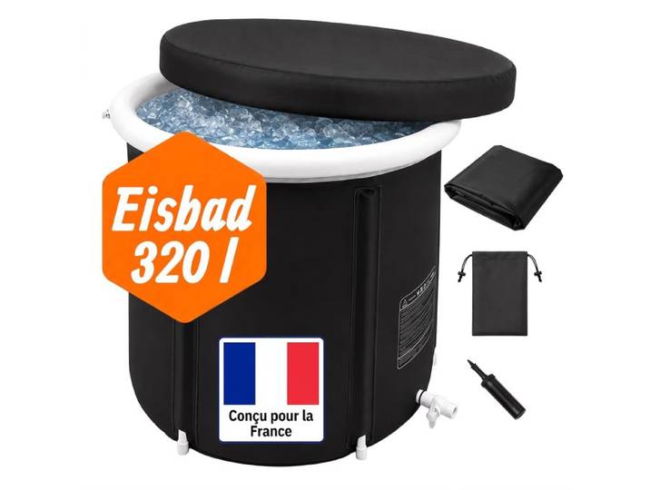 Relaxdays Bain glacé gonflable + couvercle