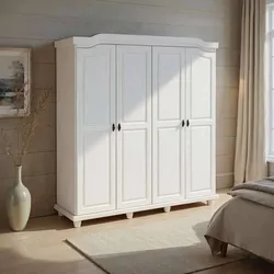 Breiter Kleiderschrank in Weiß 4 Soft Close Drehtüren