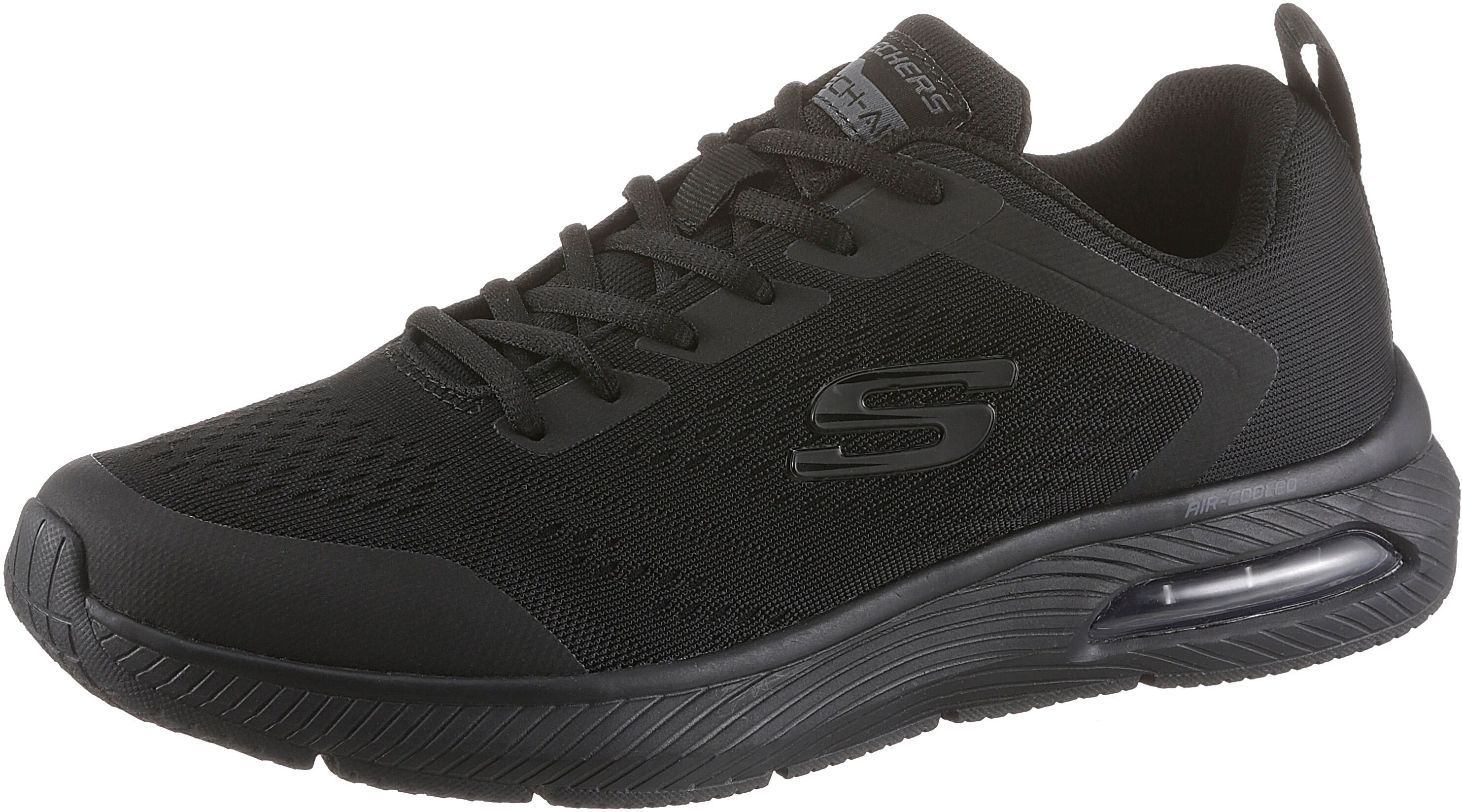 Sneaker SKECHERS "Dyna Air", Herren, Gr. 45, Textil, schwarz, Synthetik, Textil, Schuhe Sneaker, mit Air-Cooled Memory Foam, Freizeitschuh, Halbschuh, Schnürschuh schwarz 45, Textil
