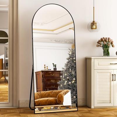 Fusion Finds Elegant Full Length Mirror Arched Floor Mirror With Aluminum Frame & HD Shatterproof Glass black