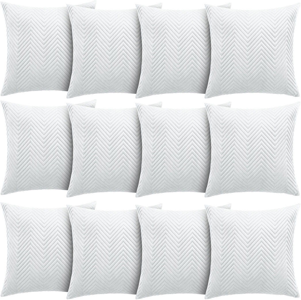 Aspire Homeware Embossed Square Velvet Cushion Cover White Pack of 12
