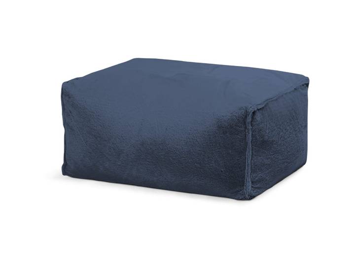 Repose-pied d'intérieur aspect fourrure bleu 55x65x30cm