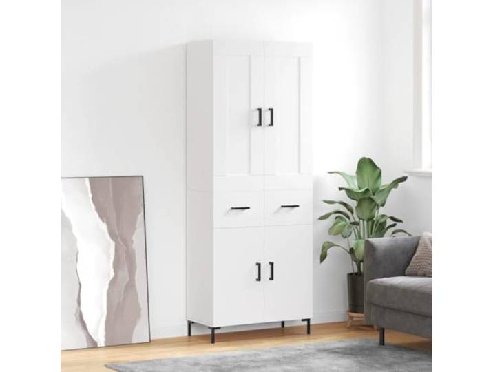 RJPLMFV Anrichte, hoch, weiß, 180 cm, aus Holz Füße aus Metall, 2 Türen, geräumige Aufbewahrung, langlebig, für Wohnzimmer oder Eingangsbereich