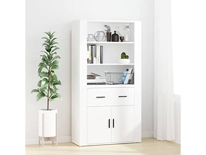 LPERTGFHU Highboard Weiß, Kommode & Schrank, Holzwerkstoff, Wandmontage Stilvolle Stauraumlösung, Stabiles Möbelstück, Vielseitiges Design
