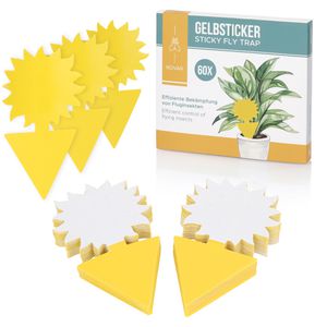 Rovar Gelbtafeln Gelbsticker, 8 x 13 cm, zum Stecken, gegen Trauermücken und andere Schädlinge, 60 Stück