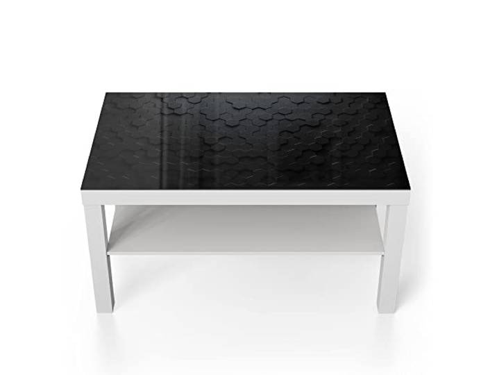 DEQORI Glastisch weiß groß 90x50 cm Motiv Abstrakte 3D-Struktur ausgefallener Beistelltisch aus Glas Hochglanz Couchtisch fürs Wohnzimmer moderner Couch Tisch mit Design