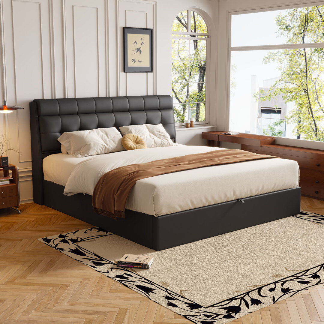Brayden Studio Cartina Kingsize (5') Lift Up Storage Bed Frame Black Kingsize (5')