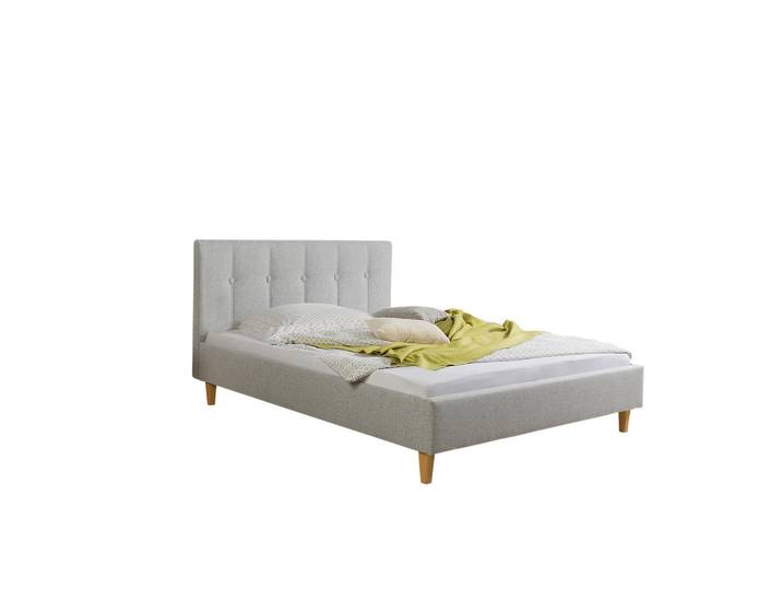 Livetastic Polsterbett Kenny, Hellgrau, Holz, Buche, massiv, 140x200 cm, Made in Germany, für Lattenrost geeignet, Schlafzimmer, Betten, Polsterbetten