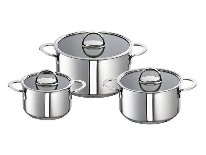 SCHULTE-UFER Topf-Set Mabel, Edelstahl (3-tlg), Spülmaschinengeeignet, Ofenfest, Edelstahl