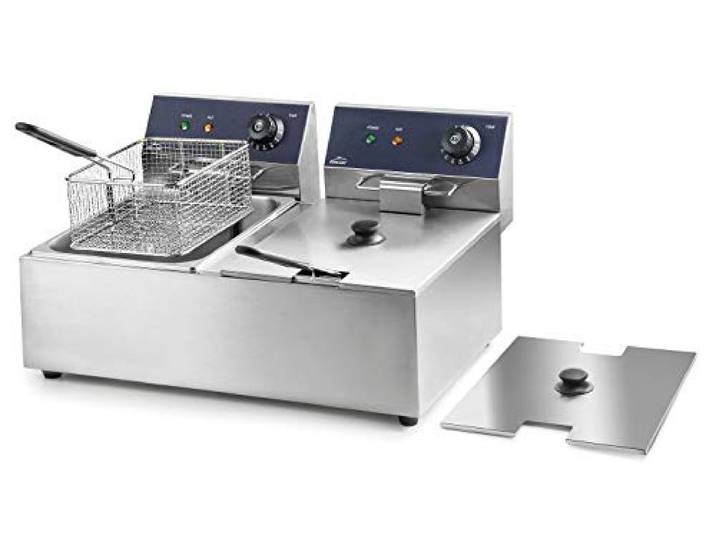 Lacor 69466 - Professionelle Doppel-Elektrofritteuse 2500 W (x2), 12 L/ Langlebiges Profi-Utensil; entwickelt für optimale Leistung und schnelle, unkomplizierte Reinigung in der Spülmaschine