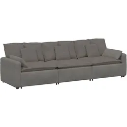 vidaXL Modulares Sofa mit Kissen Hellgrau