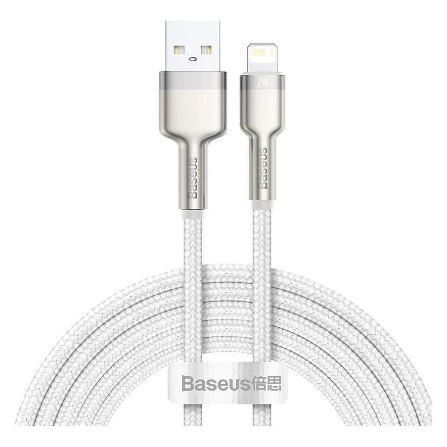 Baseus USB cable for Lightning Cafule, 2.4A, 2m (white) (2 m, USB 4) (CALJK-B02)
