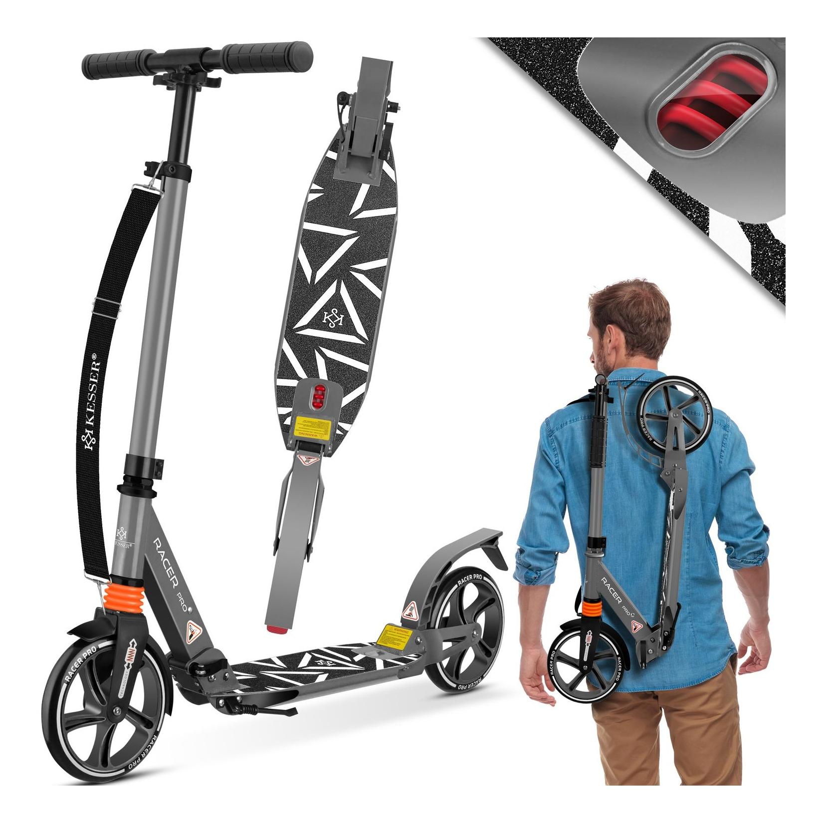 KESSER® Cityroller Scooter 205mm Räder PU Big Wheel - Pro-S Tretroller mit Doppel Federung, City-Roller Scooter klappbar und Höhenverstellbar, Roller Kickscooter für Erwachsene und Kinder