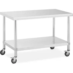 Royal Catering Edelstahltisch mit Rollen - PREMIUM - 70 x 120 cm - 158 kg -