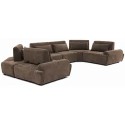 Oviala Business Modulares 6-Sitzer-Ecksofa mit verstellbarer 462 cm Schokoladenbraun Oviala