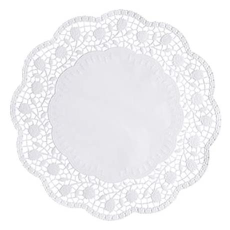 Papstar Tortenspitze, rund, Durchmesser: 300 mm, weiss geprägtes Spitzenpapier, 40 g/qm (18270)