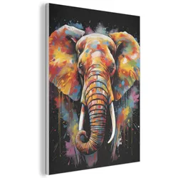 AKUSTIKBILD Elefant - Graffiti - Schwarz - Tiere - Farben Wandbilder 60x80 cm