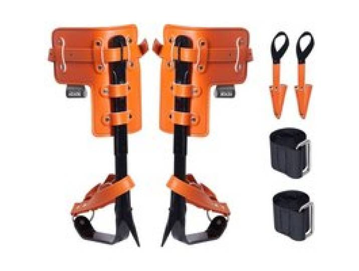 VEVOR Pointes d'escalade d'arbre, 1 paire, crampons d'escalade d'arbre en acier allié, charge de 158 kg, équipement avec sangles et protecteurs de pointes, pour grimpeurs, cueillette de fruits, orange