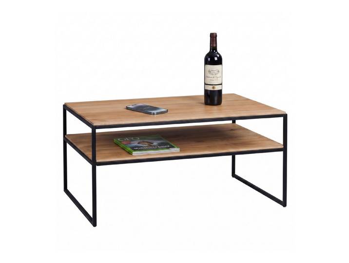 bv-vertrieb Couchtisch Couchtisch mit Metallgestell Sofatisch Wildeiche massiv geölt #4550, Metallgestell