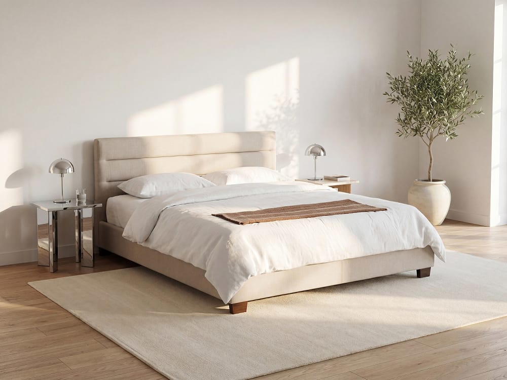 Unique Base de cama tela beige