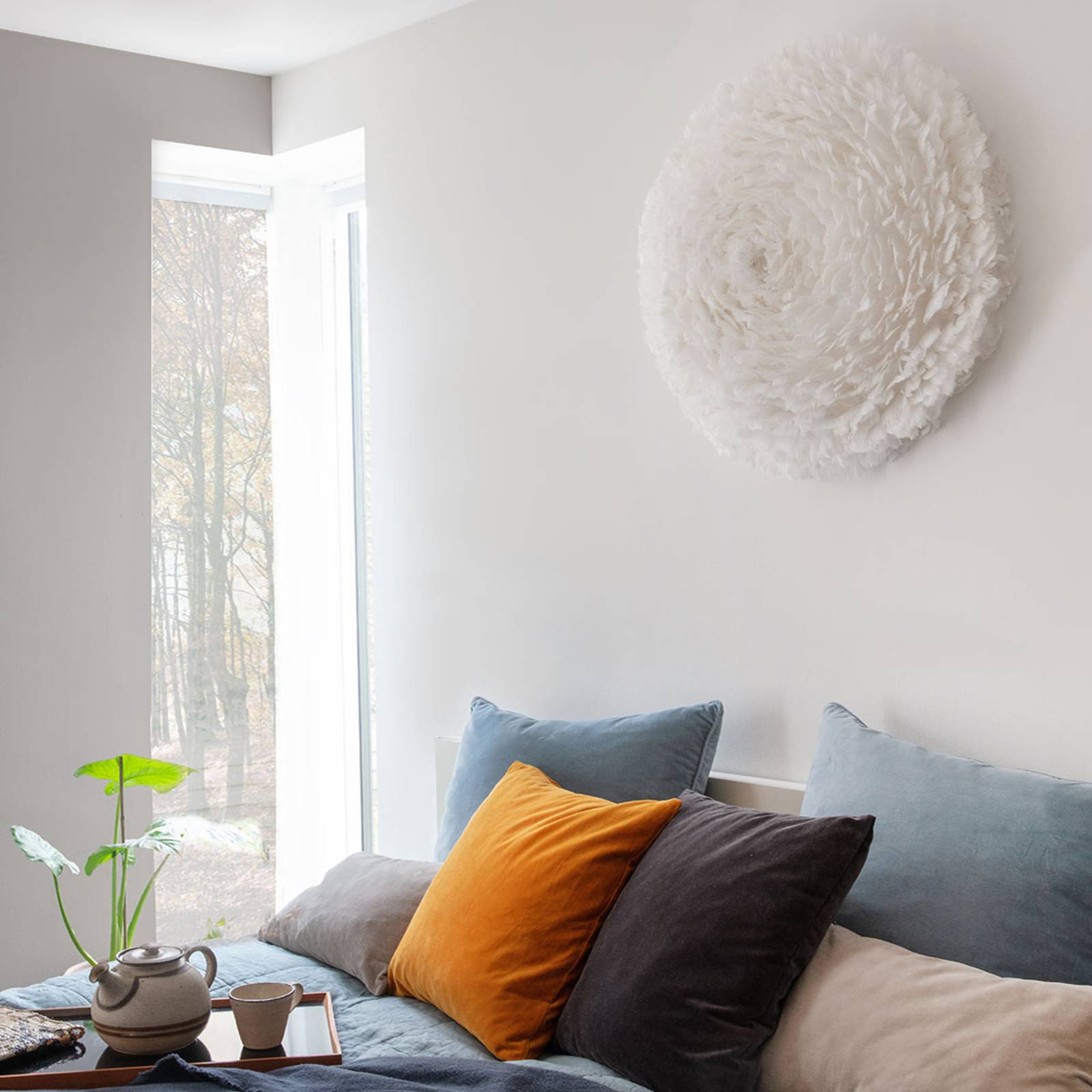 UMAGE Kinkiet designerski Eos Up, możliwość ściemniania, biały / opal, salon / jadalnia, design