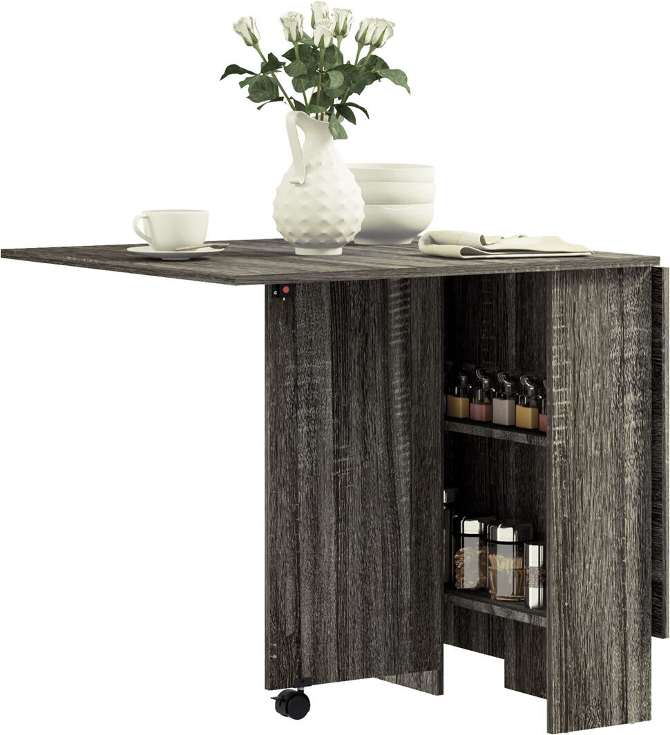 17 Stories Maiga Folding Dining Table for 4-6 People Drop Leaf grey