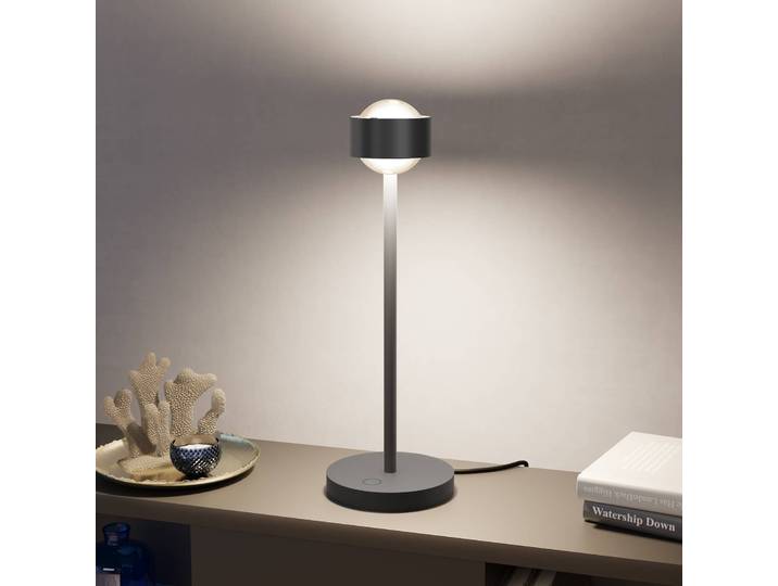 Top Light LED Tischlampe Puk! 80 Eye Table, dimmbar, schwarz, für Wohn- / Esszimmer, Aluminium, Modern, LED Tischlampe