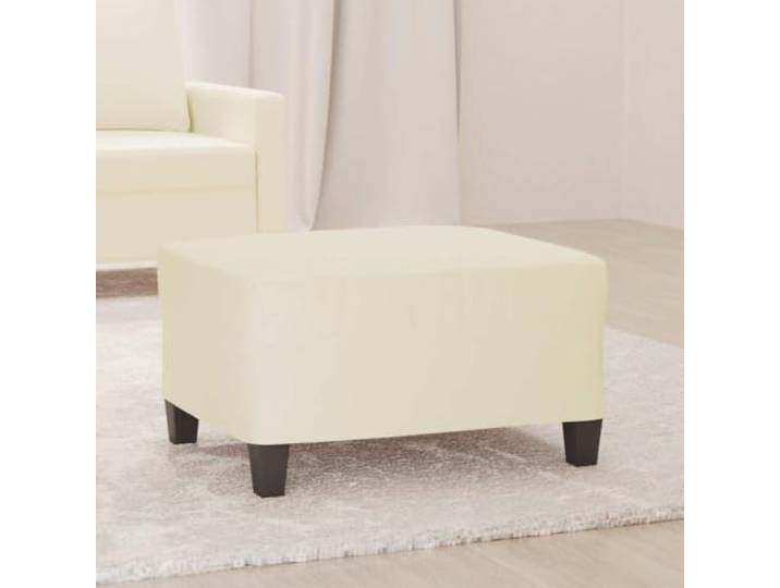 TUERYAFEK Fußhocker Creme 70x55x41 cm Kunstleder Stabiler Sperrholzrahmen, Schmutzabweisend, Pflegeleicht, Vielseitig als Fußstütze oder Sitzgelegenheit