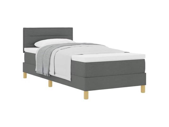 PUGYNBK Boxspringbett, Stoff, dunkelgrau, 80 x 200 cm Verstellbares Kopfteil, Schaumstoffmatratze mit Federn, Metallbeine, Holzlatten