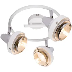 Deckenlampe Deckenleuchte Wohnzimmerlampe Esstischleuchte chrom verstellbar, Metall chrom weiß, Fassungen 3x E14, DxH 25x17,5 cm