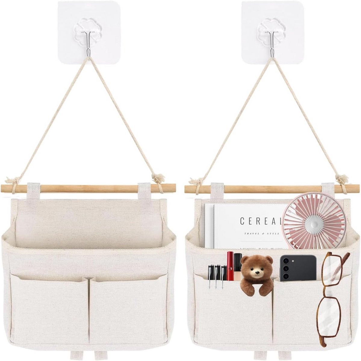 2x Hangende Opbergtas met Haken - Opvouwbare Wandorganizer voor Thuis en Kantoor