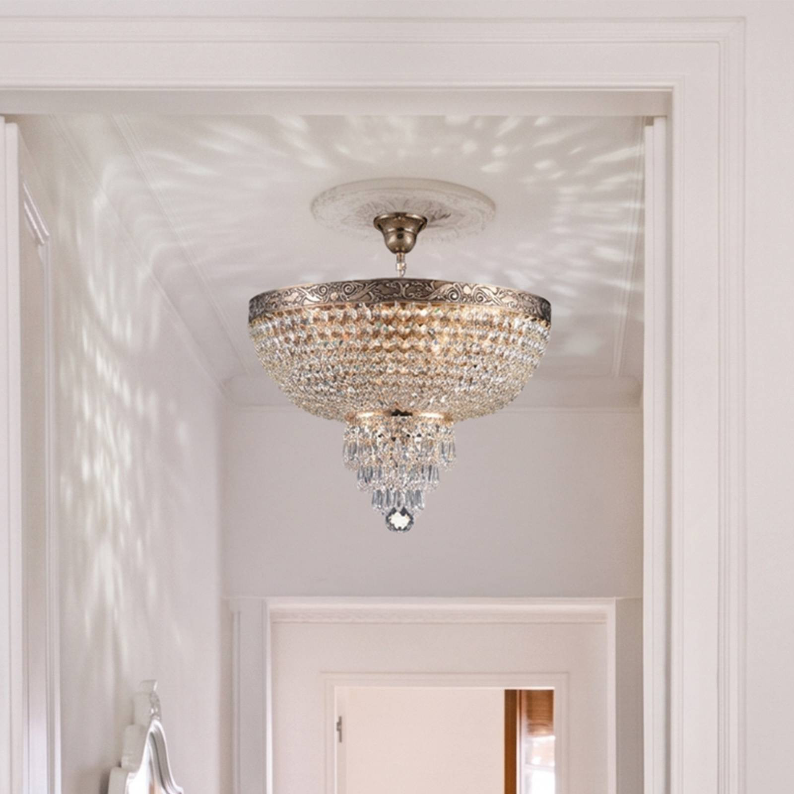 Maytoni Palace Kroonluchter in goud/messing met kristalglas, dimbaar, Ø 40 cm