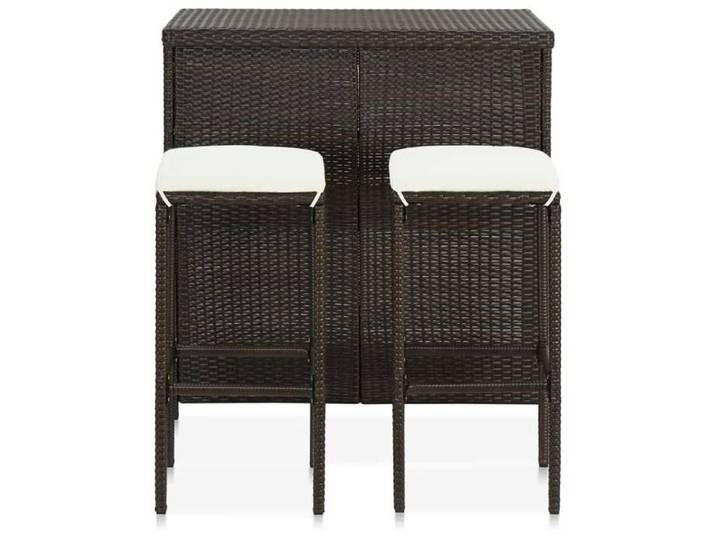 Ensemble de bar en résine tressée - vidaxl - 3 pièces - Marron - Résine tressée - 102x60x105 cm - Tabouret 38x38x76 cm