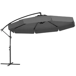 COSTWAY Sonnenschirm 300cm, Kurbel, Volant, Hülle, neigbar, Garten, Markt, Terrasse, Grau.