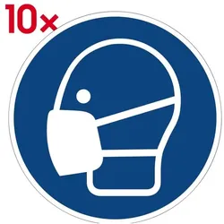 Marahrens Aufkleber »Maskenpflicht« Ø 10 cm, 10 Stück blau, 10x10 cm