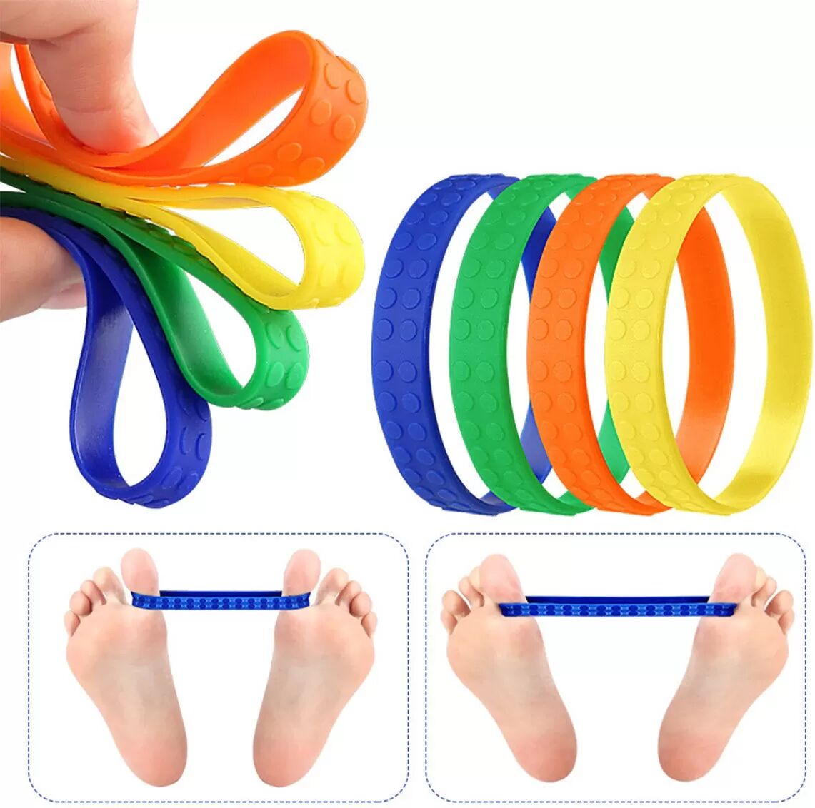 INF Bandes de Résistance en Silicone - Lot de 4 pour Correction d'Oignon et Étirement des Orteils