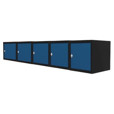 Proregal Mega Deal | 5x Schließfachwürfel Blocky mit Drehriegelschloss für Vorhängeschloss | HxBxT 40x40x40cm | Anthrazit/Enzianblau