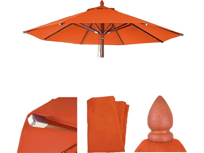 Ersatz-Bezug für Gastronomie Holz-Sonnenschirm HWC-C57, Sonnenschirmbezug, rund Ø4m Polyester terracotta