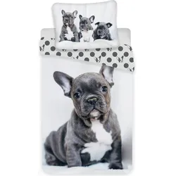 Tinisu, Kinderbettwäsche, Bulldogge Bettwäsche - weiche Baumwolle 140x200 cm Kissen und Decke (200 x 140 cm, 90 x 70 cm)