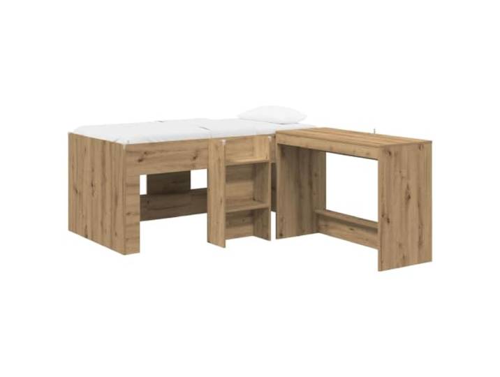 Keeushr Hochbett mit Schreibtisch für 2 STK. Artisan-Eiche Holzwerkstoff,Schreibtisch 100x45x75 cm,kompaktes Design,2-in-1,klare Linien,platzsparend