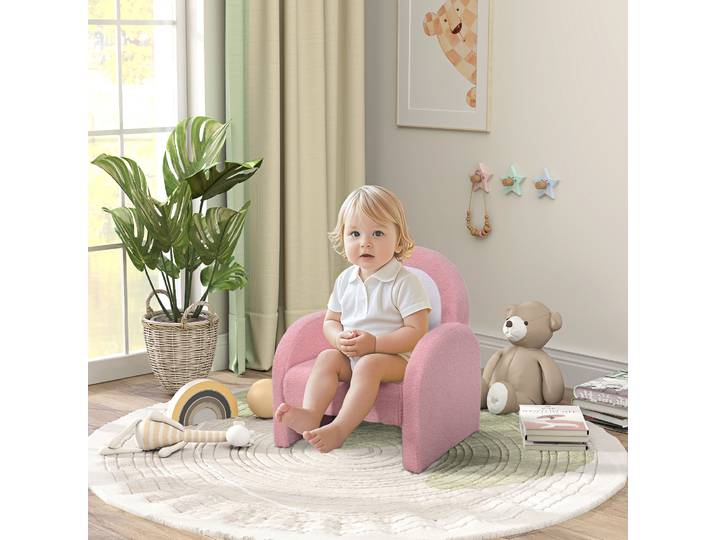 AIYAPLAY Fauteuil Enfants Arc-en-Ciel Tissu Pelucheux Rose