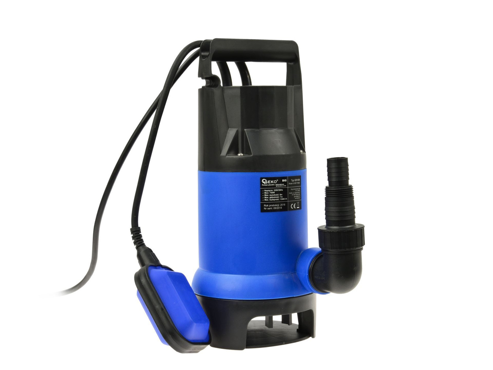Geko Dompelpomp voor afvalwater met drijvend element, 750W, model 12057
