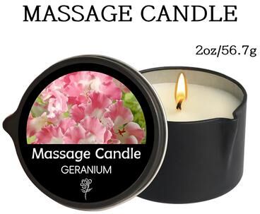 On Spot Shop Luxury Aromatherapy Candle, Massage Oil Candle For Stress Relief And Skin Moisturizing, Scented Body Oil geranium