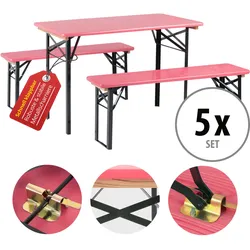 Stagecaptain Hirschgarten Bierzeltgarnitur 117 cm Pink 5x Set