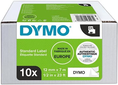 Dymo 2093097 fita preta sobre branco 12 mm 10 fitas