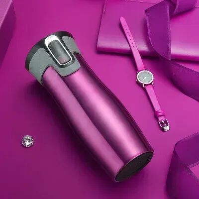 Multicon Wholesale Hub Vacuum Flask Thermoses With Easy Clean Lid, 20Oz One touch Water West Loop Insulated Stainless Steel Travel Mug purple