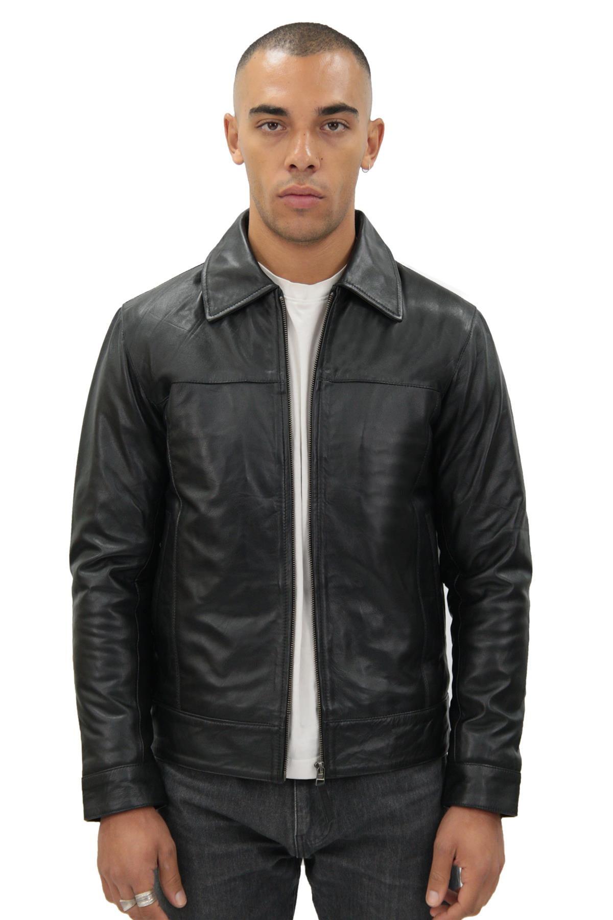 Herren Leder Harrington Jacke-Shanghai