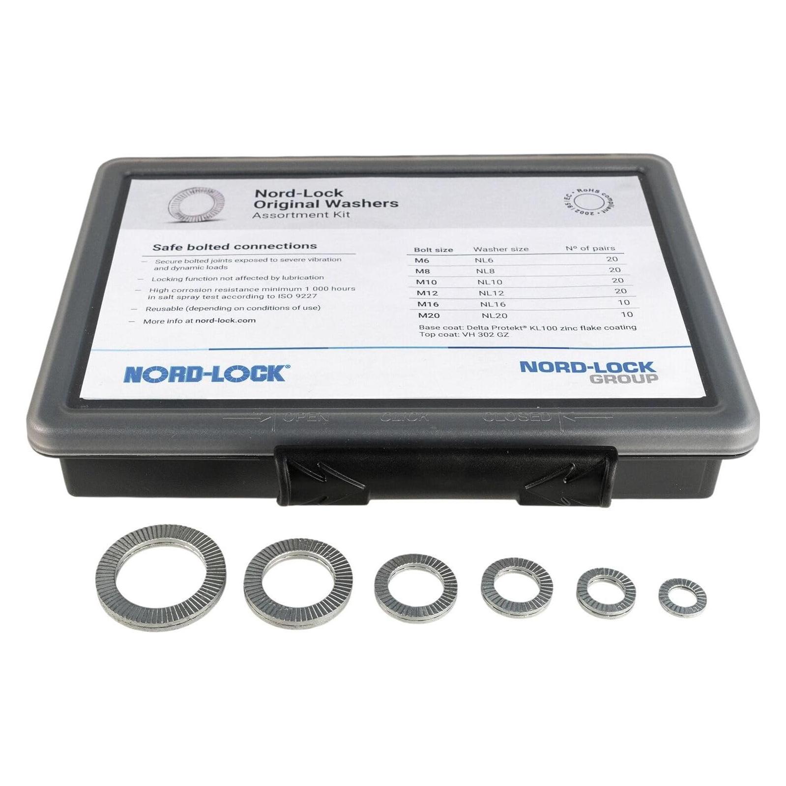 Nord-Lock Stahl-Sicherungsscheiben für Schraubverbindungen gegen Vibrationen und dynamische Belastungen (M10, M12, M16, M20, M6, M8) (1378)