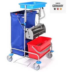 Floorstar FPW 3 mono 2-70 ES Reinigungswagen mit Flachpresse Flachpressenwagen - Edelstahl, Halterahmen 2x70 l, PATENT