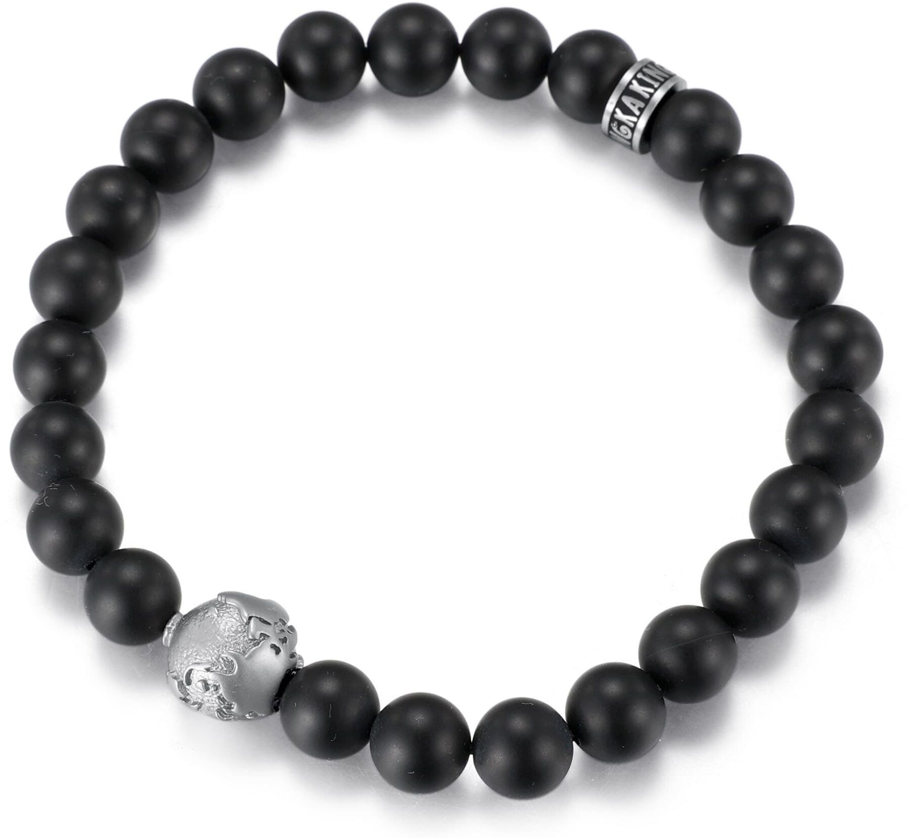 Perlenarmband FIRETTI "Schmuck Geschenk Armschmuck Armkette Perle", schwarz (edelstahlfarben, schwarz, schwarz), Armbänder, Mädchen, 18cm, Edelstahl Nylon, Edelstahl, Nylon, Perlenarmband, mit Onyx, Jaspis oder Tigerauge (synth.) edelstahlfarben, schwarz,
